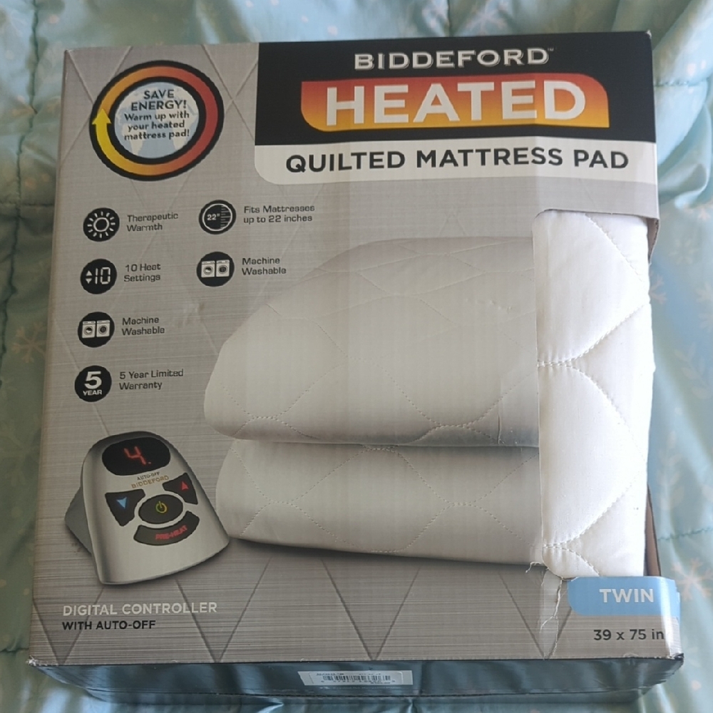 Heated Quilted Mattress Pad - White (Twin)